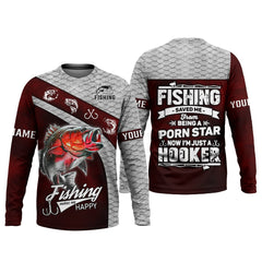 Maxcorners Fishing Saved Me From Becoming a Pornstar UPF Fishing Shirts, Gag Gifts For Men, Men Long Sleeve Shirt