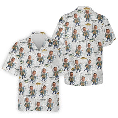 Maxcorners Custom Face Light Grey Funny Fishing Shirt, Personalized Fishing Shirt, Men's Fishing Shirt