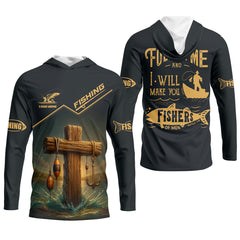 Maxcorners Follow Me And I Will Make You Fishers Of Men Fishing UPF Shirts, Jesus Fishing Shirt, Funny Fishing Shirt