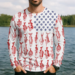 Maxcorners American Flag Fish Shirt, Fishing SPF Shirt, Mens Fishing Shirts Long Sleeve, Gift For Fisherman