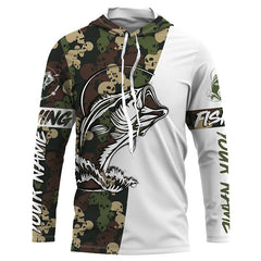 Maxcorners Custom skull camo Bass Long sleeve performance Fishing Shirts, Halloween Bass Fishing gifts LM0201