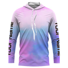 Maxcorners Pink Shibori Tie Dye Camo Long Sleeve Uv Protection Fishing Shirts LM0201