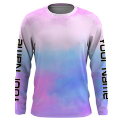 Maxcorners Pink Shibori Tie Dye Camo Long Sleeve Uv Protection Fishing Shirts LM0201