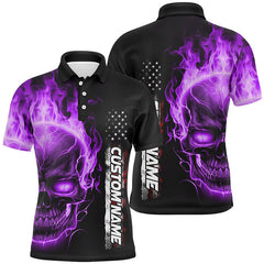 Maxcorners Flame Skull Bowling Multicolor Option Customized Name 3D Shirt