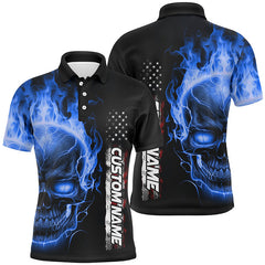 Maxcorners Flame Skull Bowling Multicolor Option Customized Name 3D Shirt