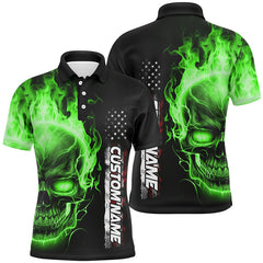 Maxcorners Flame Skull Bowling Multicolor Option Customized Name 3D Shirt