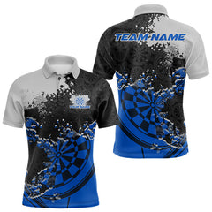Maxcorners Custom Black And Blue Dartboard Dart Team Men Polo Shirt, Dartboard Pattern Dart Jerseys LM0910