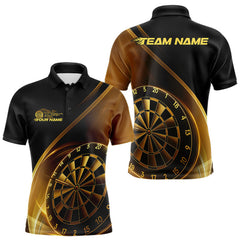 Maxcorners Custom Black And Gold Dartboard Dart Team Jerseys, Dart League Polo Shirt For Men LM0910