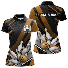 Maxcorners Custom Black And Yellow Bowling Team Jerseys, Striking Bowling League Polo Shirt For Men MT0609
