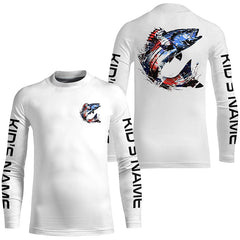 Maxcorners Custom Patriotic American Flag Striped Bass Fishing Shirts, Striper Fishing Tournament Jerseys LM0501