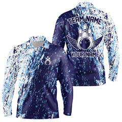 Maxcorners Personalized Bowling Long Sleeve Polo Shirts For Men, Team Bowling Jerseys Bowling Pin TU2908