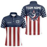 Maxcorners Custom Patriotic US Flag Pickleball Polo Shirts For Men, Pickleball League Shirt