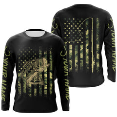 Maxcorners Bass Fishing America Flag Customize Name 3D Shirts
