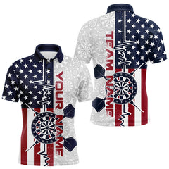 Maxcorners Custom US Flag Patriotic Dart Pulse Line Polo Shirts For Men, Dart Team Shirt 1 LM1708