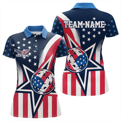 Maxcorners Custom US Star Pickleball Polo Shirts For Men, America Flag Patriotic Pickleball Team Jerseys