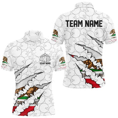 Maxcorners Custom California Flag Bowling Team Polo Shirts For Men, California Bowling League Shirt LM1109