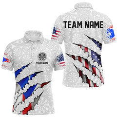 Maxcorners Custom Puerto Rico American Flag Dart Team Polo Shirt For Men, Patriotic Dart Jerseys LM1610