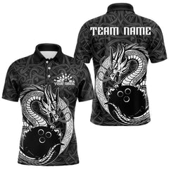Maxcorners Custom Viking Dragon Bowling Polo Team Shirts For Men, Celtic Bowling Shirt