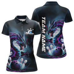 Maxcorners Custom Futuristic Style Dragon Bowling Polo Shirts For Men, Dragon Bowling Outfits LM193