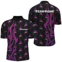 Maxcorners Custom Purple Flame Bowling Shirts Bowling League Shirts With Team Name