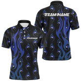 Maxcorners Custom Blue Flame Bowling Shirts Bowling League Shirts With Team Name