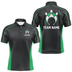 Maxcorners Custom Shamrock Green Classic Bowling Team Polo Shirt For Men, Bowling League Shirt MT2009