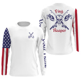 Maxcorners Fishing Fish reaper Custom American Flag Fishing Shirts, Patriotic Fishing gifts LM0501