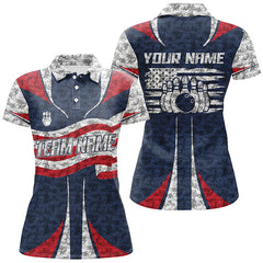 Maxcorners Personalized American Flag Bowling Team Shirts For Women Patriotic Bowling League Outfits