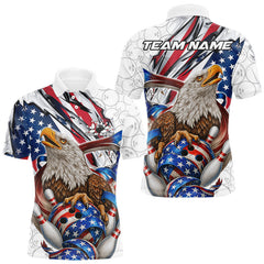 Maxcorners Custom Patriotic US Flag Eagle Bowling Men Shirt, USA Bowling Team League Shirts LM2711