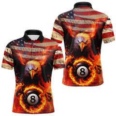 Maxcorners Custom Patriotic Eagle We The People Flame Billiard Shirt For Men, US Flag 8-Ball Shirt TU2701