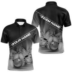 Maxxcorners Custom Black And White Bowling Tournament Polo Shirts For Men, Bowling Team Shirt MT0307