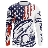 Maxcorners Flame American Flag Custom Tuna Long Sleeve Fishing Shirts, Patriotic Tuna Saltwater Fishing Jerseys LM0501