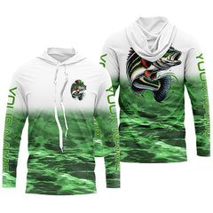 Maxcorners Custom St Patrick'S Day Bass Long Sleeve Fishing Shirts, St Patty'S Day Bass Fishing Jerseys LM0201