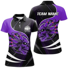 Maxcorners Custom Skull Bowling Shirts For Men, Bowling Team Shirts Uniform Outfit | Purple
