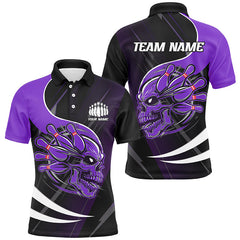 Maxcorners Custom Skull Bowling Shirts For Men, Bowling Team Shirts Uniform Outfit | Purple