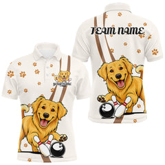 Maxcorners Custom Funny Golden Retriever Dog Men Bowling Team Shirt, Dog Lovers Bowling Uniform LM0412