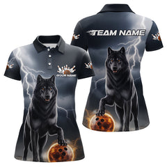 Maxcorners Custom Thunder Lightning Wolf Bowling Polo Shirts For Men And Women Wolf Bowling Jerseys