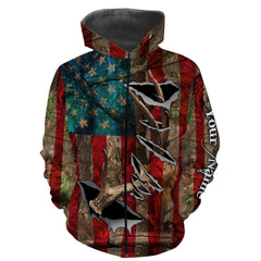 Maxcorners Custom Name American Flag Deer Horn Shirt 3D All Over Printed Clothes