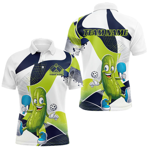 Maxcorners Custom Funny Pickleball Polo Shirts For Men, Cool Pickles Playing Pickleball Humorous Shirt 1 LM1307