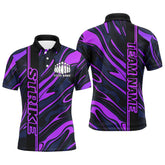 Maxcorners Custom Purple Camo Strike Bowling Polo Shirts For Men, Striking Bowling Team Uniform