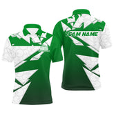 Maxcorners Custom White And Green Bowling Polo Shirts For Men, Bowling League Shirt