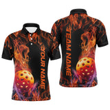 Maxcorners Custom Flame Pickleball Polo Shirts For Men, Fire Pickleball Jerseys