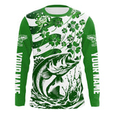 Maxcorners Custom St Patrick'S Day American Flag Bass Fishing Shirts, Shamrock Flag Bass Fishing Jerseys LM0501