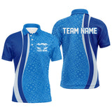 Maxcorners Custom Blue Pickleball Pattern Polo Shirts For Men, Pickleball Tournament Team Shirt