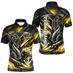 Maxcorners Personalized Black And Yellow Dragon Bowling Team Jerseys, Dragon Bowling Polo Shirt