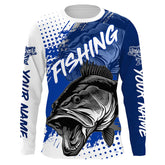 Maxcorners Personalized Bass Long Sleeve Tournament Fishing Shirts, Custom Bass Fishing Jerseys | Blue LM0201