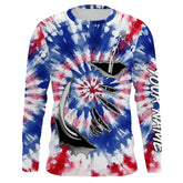 Maxcorners Custom Fish Hook American Flag Tie Dye Camo Long Sleeve Fishing Shirts, Patriotic Fishing Jerseys LM0501