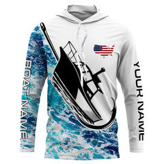 Maxcorners Custom Deep Sea Fishing Shirts With Boat Name, American Flag Saltwater Fishing Shirts LM0501