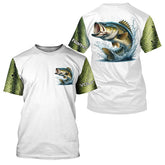 Maxcorners Custom Largemouth Bass Long Sleeve Tournament Fishing Shirts, Bass Fishing Scales Fishing Shirts MT2108