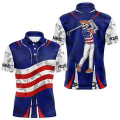 Maxcorners USA flag camo golf outfits funny skull golf polo shirts for Men custom patriotic golf shirts for men TU0501